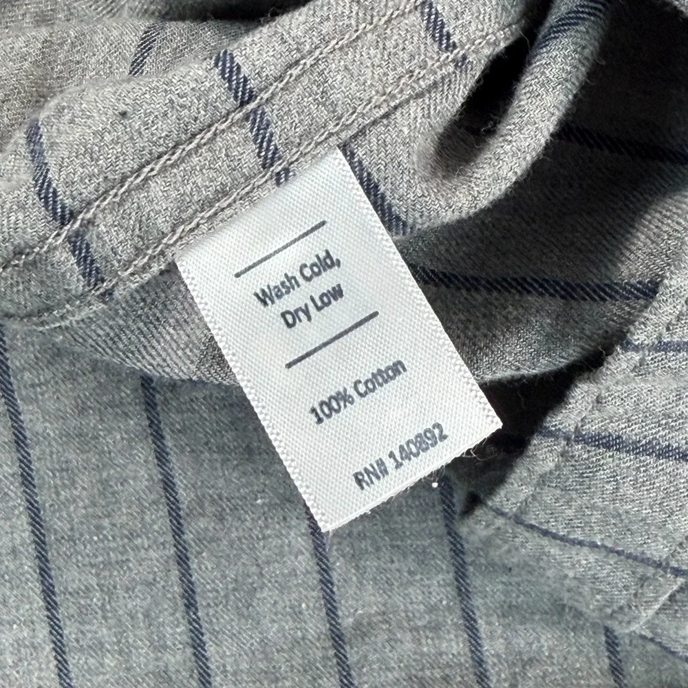 Marine Layer Lipton Shirt Men Larger Grey Blue Stripe Long Sleeve NWT $98 - Picture 9 of 10